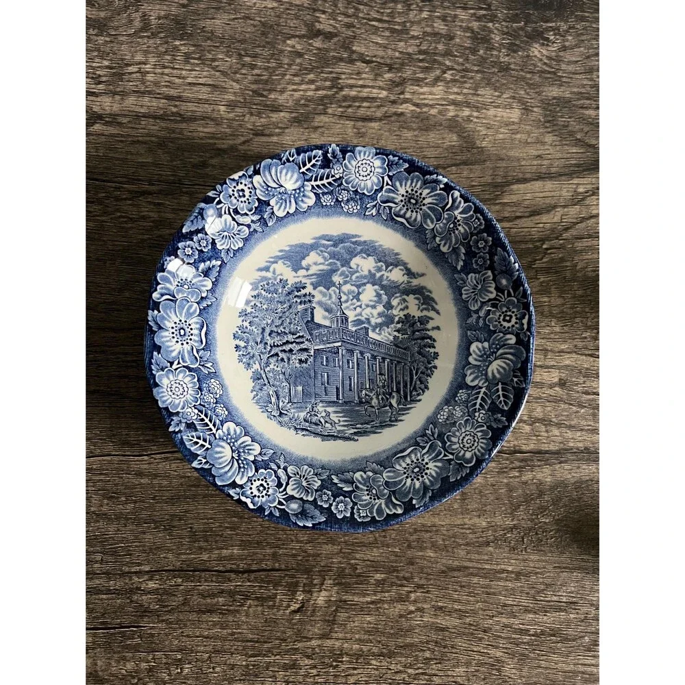 Blue and White Liberty Blue, Historical Colonial Scenes Collection Bowl